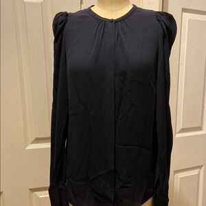 THEORY Elegant navy blue Women's Button down silk georgette blouse